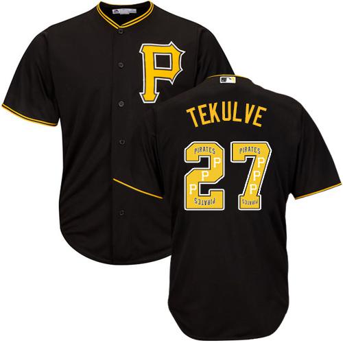 Pirates #27 Kent Tekulve Black Team Logo Fashion Stitched MLB Jersey - Click Image to Close